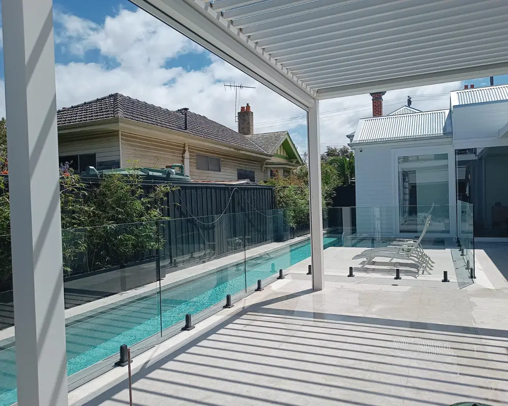 Pool fence with landscaping